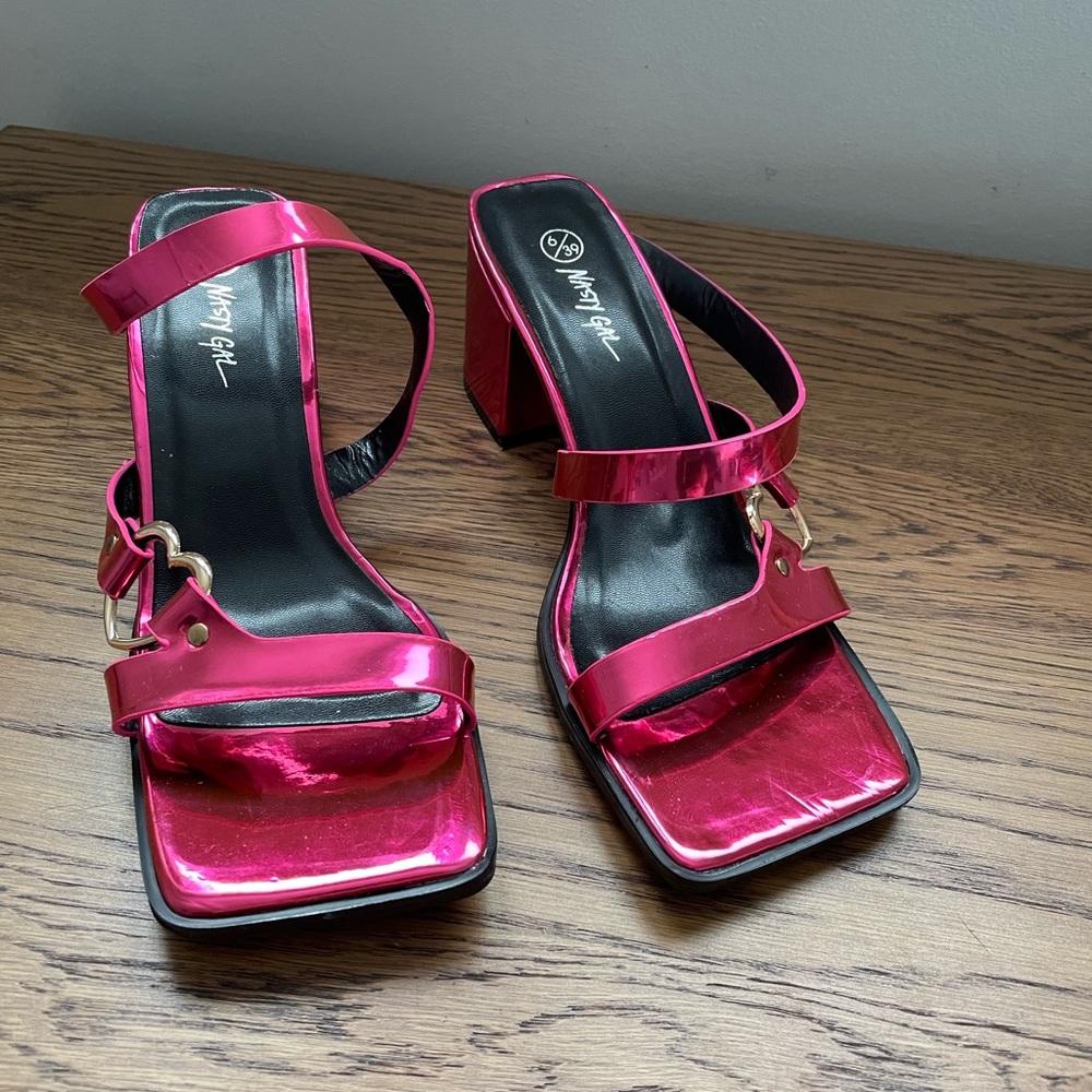 Pink strappy sandals